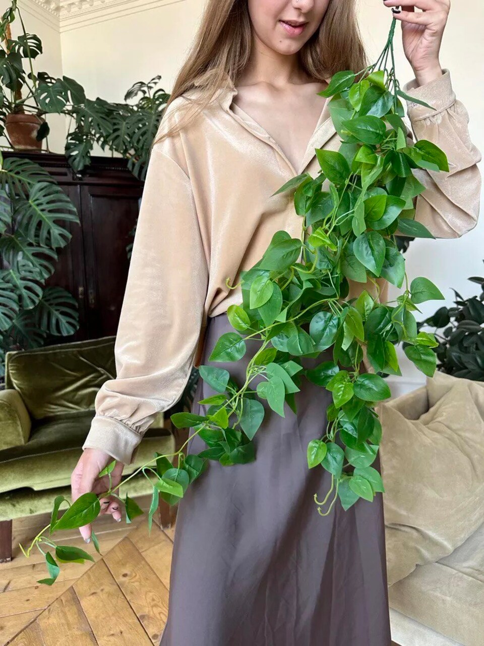 2pcs Artificial Hanging Plants Vines for Room Decor Fake Ivy Greenery Garlands for Patio Home Bedroom Wall Summer Decor